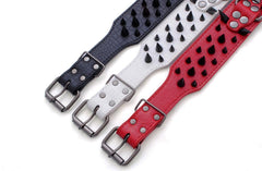 RAZOR SHARP Spiked Studded Rivet PU Leather Dog Pet Puppy Collar 2" Large BLACK