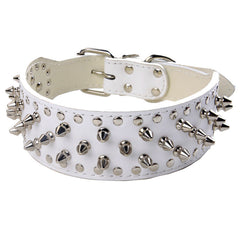 Spiked Studded PU Leather Dog Collar Pit Bull BLACK L XL FOR LARGE BREEDS