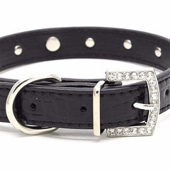 SKULL Diamond Crystal Rhinestone Leather Dog Cat Collar Puppy Blink Pink Cutie