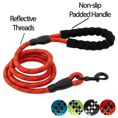 Large Heavy Duty Dog Leash Nylon Lead Rope Pad Handle Training Walking Harness