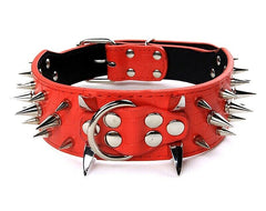 SHARP RAZOR Metal Spikes Studded Rivets PU Leather Dog Collar Black Grey Brown L