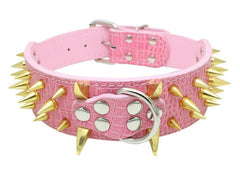 RAZOR SHARP Spiked Studded Rivet PU Leather Dog Pet Puppy Collar 2" Large XLARGE