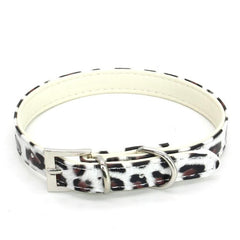 Dog Faux Leather Adjustable Collar Pet Puppy Cat Leopard Print Animal Red XS S M