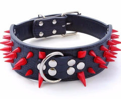 RAZOR SHARP Spiked Studded Rivet PU Leather Dog Pet Puppy Collar 2" Large BLACK