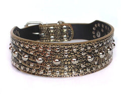 Studded Spiked Metal Dog Collar Faux Leather Large Pitbull Mastiff Spike L XL