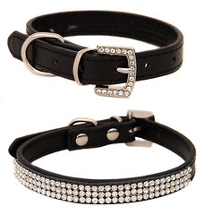 Pretty Diamond Crystal Rhinestones Leather Bling Collar for Dog Puppy Cat Kitten