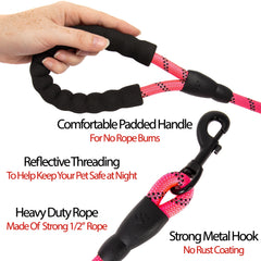 5FT Reflective Dog Leash Nylon with Padded Handle