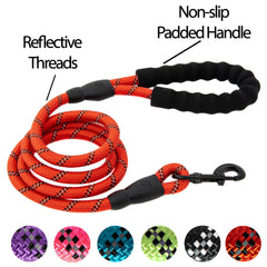 5FT Reflective Dog Leash Nylon with Padded Handle