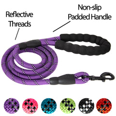 5FT Reflective Dog Leash Nylon with Padded Handle