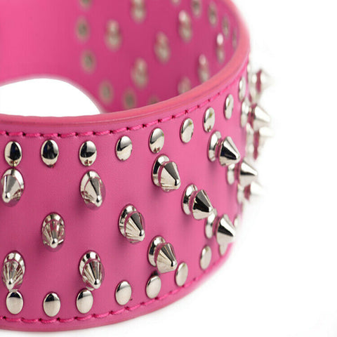 Spiked Studded Rivet PU Leather Dog Collar Pit Bull BLACK L XL FOR LARGE BREEDS