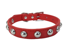 Small Studded Rivet Dog Leather Collar Puppy Cat Terrier Mini XS S M Adjustable