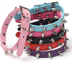 Studded Small Spiked Rivet Dog Pet Leather Collar Pink Red Black Purple Small XS