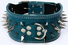 3" WIDE RAZOR SHARP Spiked Studded PU Leather Dog Pet Collar 3ROWS 19-22" 21-24"