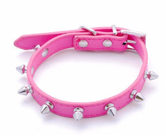 Studded Small Spiked Rivet Dog Pet Leather Collar Pink Red Black Purple Small XS