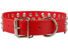 NEW PU Leather Dog Collar Rivets Studs Pit Bull Terrier Pets Large L XL 2" WIDE