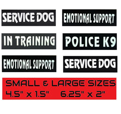 Pair Of SERVICE DOG • EMOTIONAL Velcro Patches Reflective Tag Harness Vest