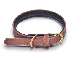 Genuine Soft Leather Dog Pet Collar Padded for Extra Comfort