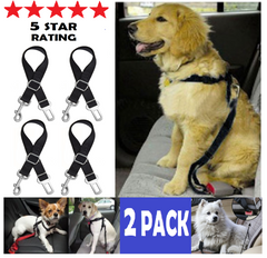 2-PK Cat DOG PET PAW SAFE Seatbelt Car Seat Belt Adjustable Harness Lead 5 STARS