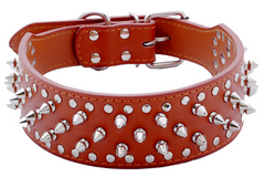 Spiked Studded Rivet PU Leather Dog Collar Pit Bull BLACK L XL FOR LARGE BREEDS