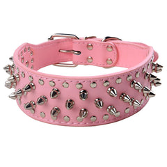 Spiked Studded Rivet PU Leather Dog Collar Pit Bull BLACK L XL FOR LARGE BREEDS