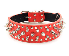 Spiked Studded Rivet PU Leather Dog Collar Pit Bull BLACK L XL FOR LARGE BREEDS