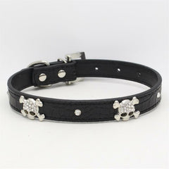 SKULL Diamond & Crystal Rhinestone Leather Dog Collar Puppy Cat XS S Small Bling