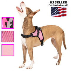 PINK NO Pull Adjustable Dog Pet Vest Harness Quality Nylon or Leash XS S M L XXL