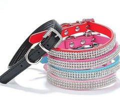 Pretty Diamond Crystal Rhinestones Leather Bling Collar for Dog Puppy Cat Kitten