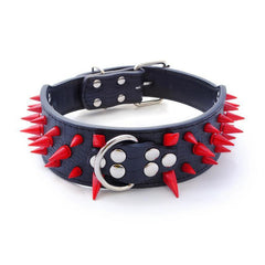 RAZOR SHARP Spiked Studded Rivet PU Leather Dog Pet Puppy Collar 2" Large BLACK