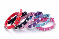 Studded Small Spiked Rivet Dog Pet Leather Collar Pink Red Black Purple Small XS