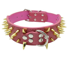 RAZOR SHARP Spiked Studded Rivet PU Leather Dog Pet Puppy Collar 2" Large BLACK