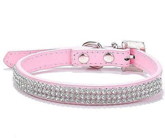 Pretty Diamond Crystal Rhinestones Leather Bling Collar for Dog Puppy Cat Kitten