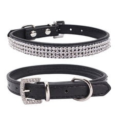 Pretty Diamond Crystal Rhinestones Leather Bling Collar for Dog Puppy Cat Kitten