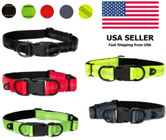 Adjustable Nylon Dog Collar, USA Seller 5 Colors Durable Small Medium Large Dogs