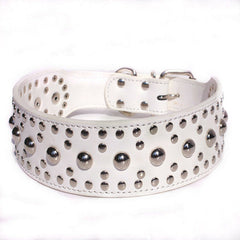 Studded Rivet Spiked Metal Dog PU Faux Leather Collar Pitbull Mastiff BLACK RED