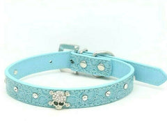 SKULL Diamond Crystal Rhinestone Leather Dog Cat Collar Puppy Blink Pink Cutie