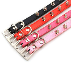 Studded Small Spiked Rivet Dog Pet Leather Collar Pink Red Black Purple Small XS