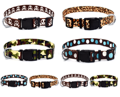 Adjustable Designer Nylon Dog Pet Collars Patterns Colors Durable Woven Soft