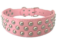 NEW PU Leather Dog Collar Rivets Studs Pit Bull Terrier Pets Large L XL 2" WIDE