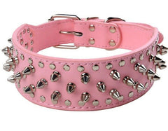 Spiked Studded Rivet PU Leather Dog Collar Pit Bull BLACK L XL FOR LARGE BREEDS