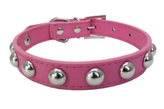 Small Studded Rivet Dog Leather Collar Puppy Cat Terrier Mini XS S M Adjustable