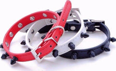 Small Spiked Studded Rivets Dog Pet Leather Collar Black Red White Toy Mini XS S