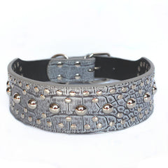 Studded Rivet Spiked Metal Dog PU Faux Leather Collar Pitbull Mastiff BLACK RED