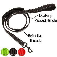 Pet Dog Collar Leash Nylon Adjustable Comfort Padded Size S M L XL Black Red