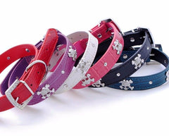 SKULL Diamond & Crystal Rhinestone Leather Dog Collar Puppy Cat XS S Small Bling