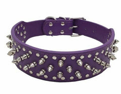 Spiked Studded Rivet PU Leather Dog Collar Pit Bull BLACK L XL FOR LARGE BREEDS