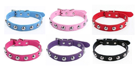 Small Studded Rivet Dog Leather Collar Puppy Cat Terrier Mini XS S M Adjustable