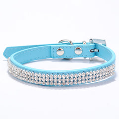 Pretty Diamond Crystal Rhinestones Leather Bling Collar for Dog Puppy Cat Kitten