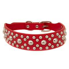 Studded Rivet Spiked Metal Dog PU Leather Collar Black Red Pink Brown Small S M