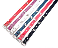 SKULL Diamond & Crystal Rhinestone Leather Dog Collar Puppy Cat XS S Small Bling